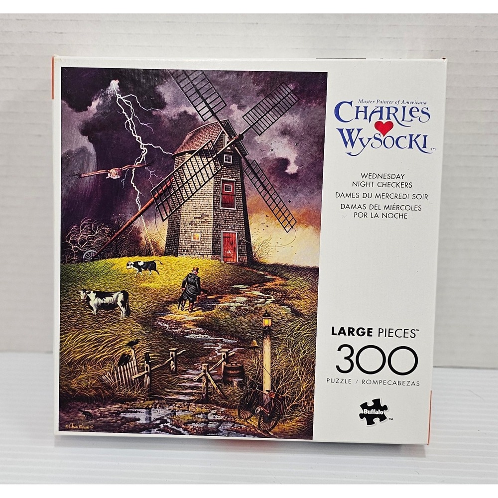 Charles Wyzocki Wednesday Night Checkers 300 Pc Puzzle Buffalo Games 92600